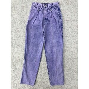 80s Wrangler Jeans Purple Acid Wash Pleated High Waist / Womens Size 9 (24x29")